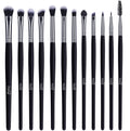 MSQ Eye Makeup Brushes 12pcs Eyeshadow Makeup Brushes Set with Soft Synthetic Hairs & Real Wood Handle for Eyeshadow, Eyebrow, Eyeliner, Blending(Black without bag)