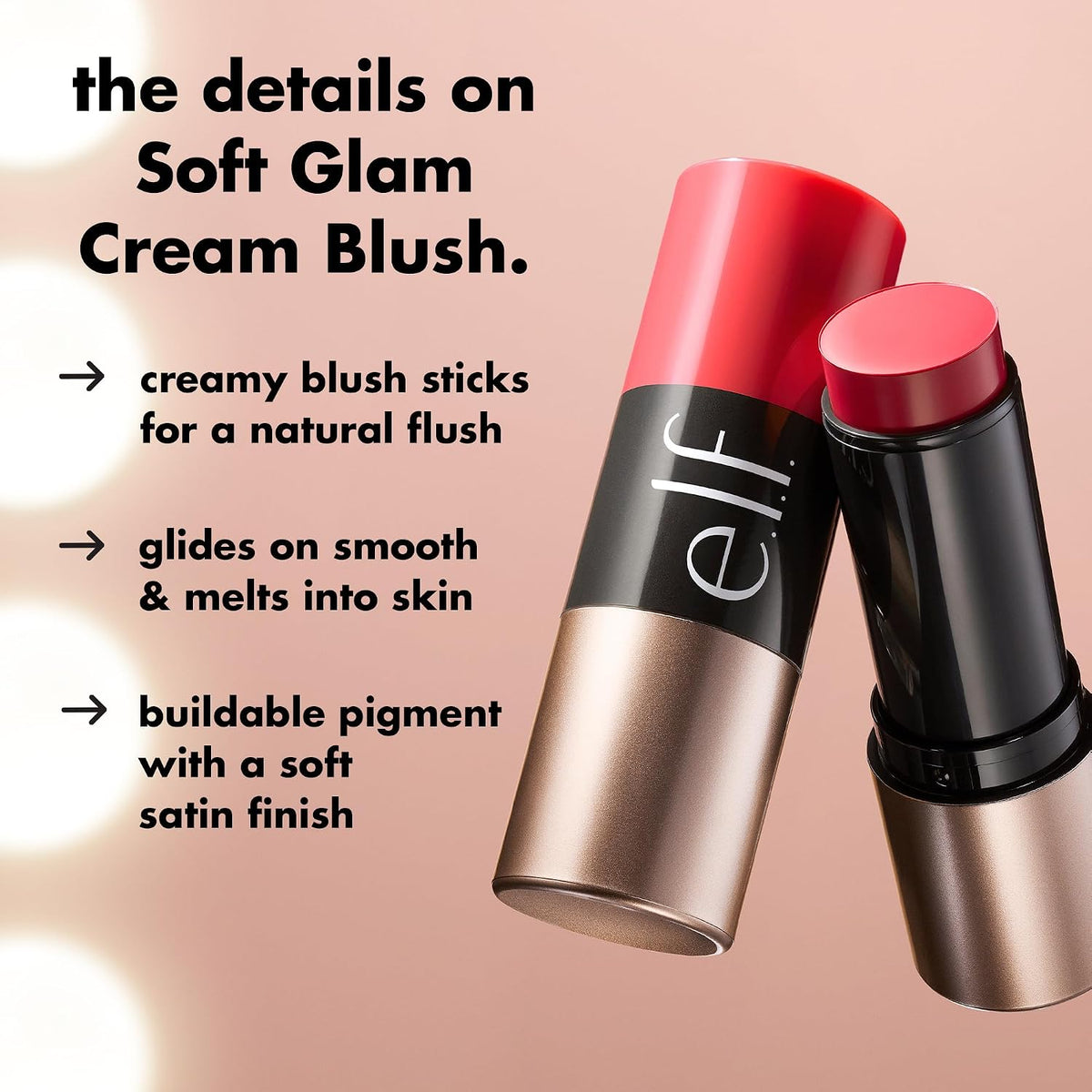 e.l.f. Soft Glam Cream Blush Stick, Buildable Natural Flush, Muted Mauve