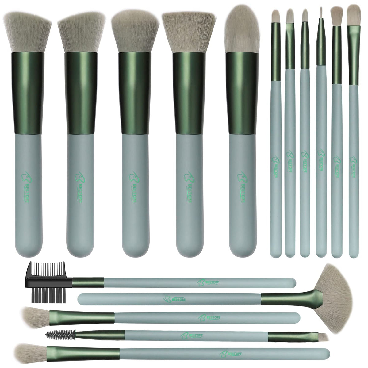 BESTOPE PRO Makeup Brushes 16 Pcs Makeup Brush Set, Blending Brush for Foundation, Premium Synthetic Powder Concealers Makeup Brushes for Eyes and Face, Eye Shadows Brushes, Eyeliner Make Up Brushes