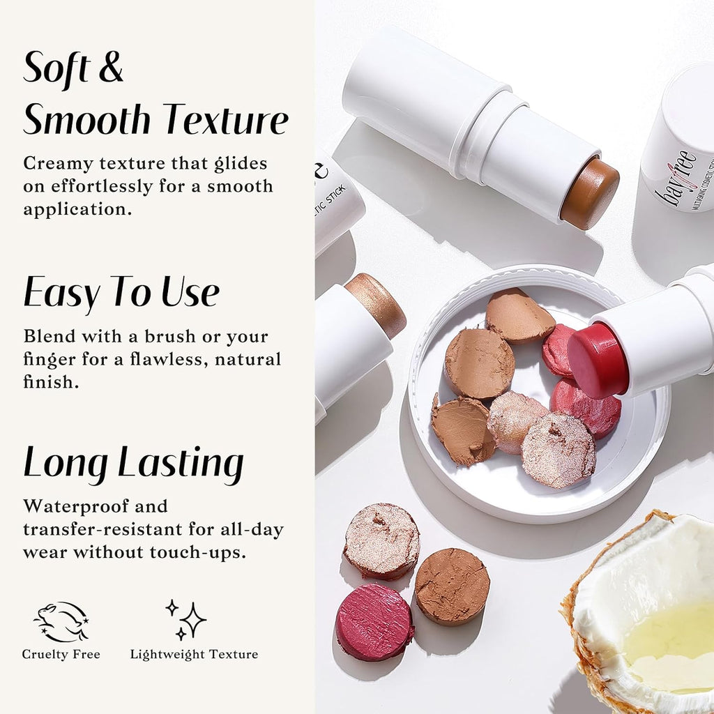 KIMUSE Face Sticks Trio, Blush, Highlighter & Contour Stick for Face Makeup