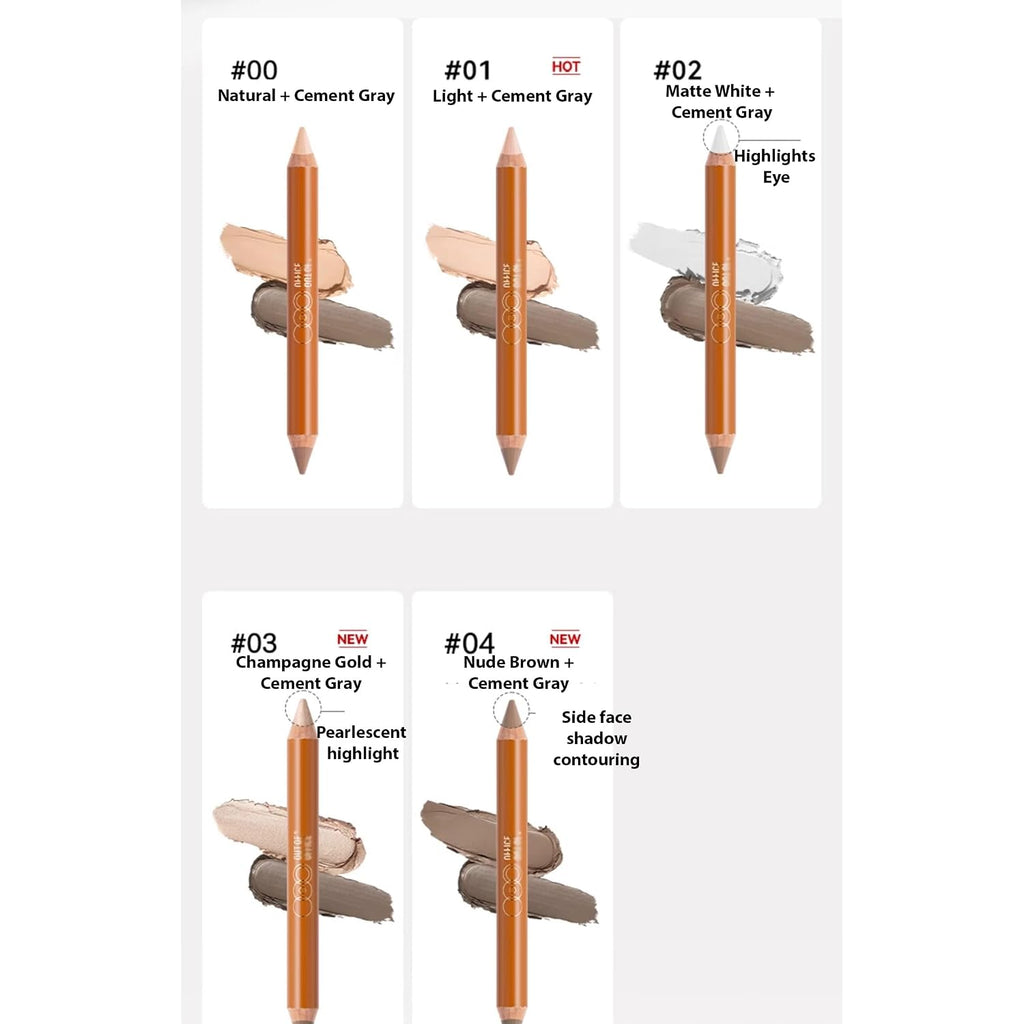 1 PC Double Ends Contour Pencil Highlighter, Multi Functional Facial Contour Highlighter Pencil(01#, 5g)