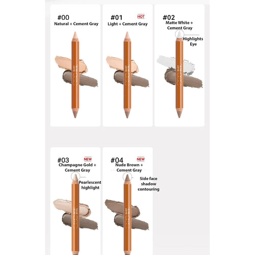 1 PC Double Ends Contour Pencil Highlighter, Multi Functional Facial Contour Highlighter Pencil(01#, 5g)