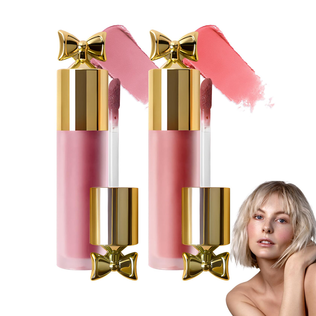 Cream Blush Stick with Brush,Waterproof Multi Cream Makeup Stick,Lightweight,Long-lasting,2 in 1 Multi Blush for Cheeks & Lip Tint & Eyeshadow Makeup(#01 Milk Tea Pink)