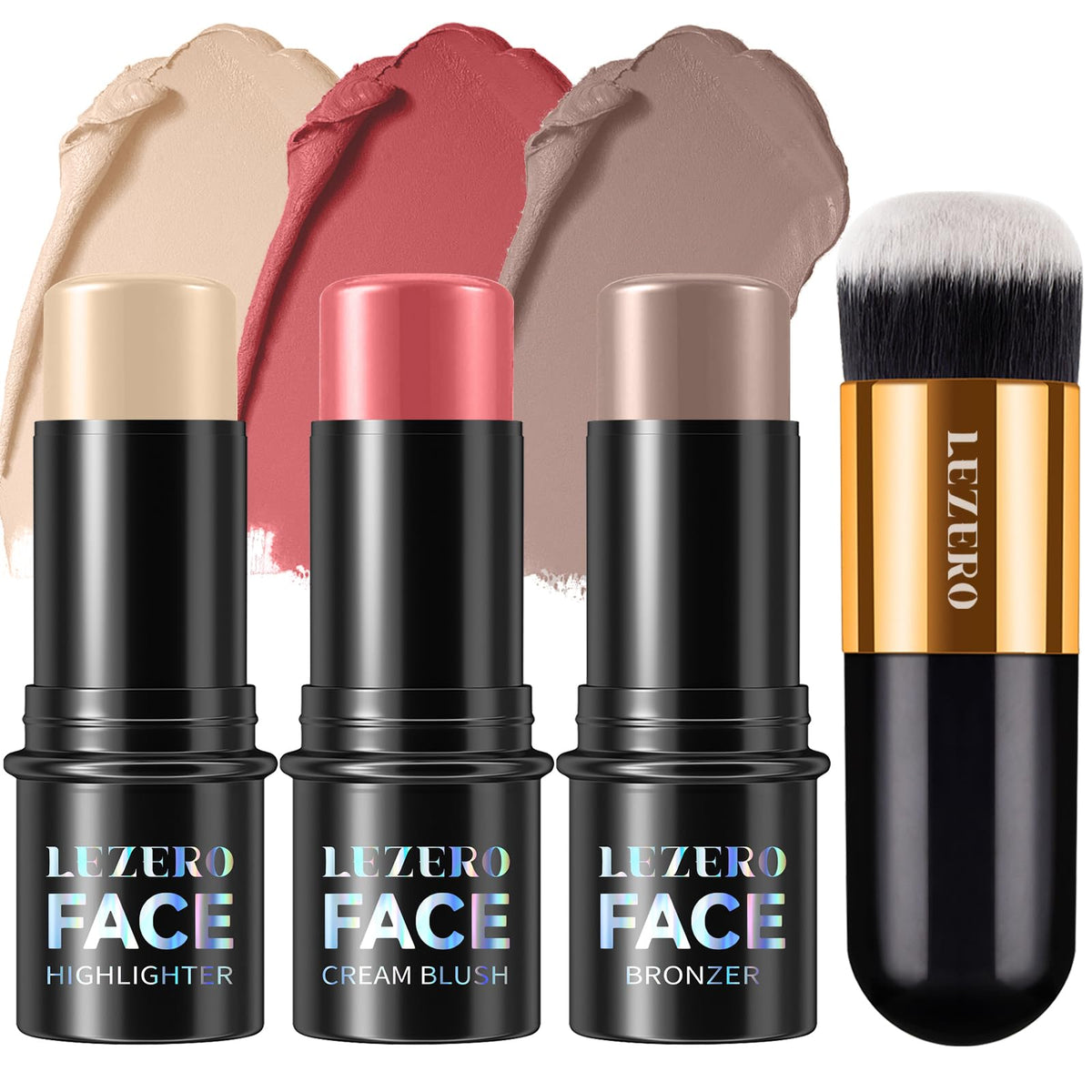 3Pcs Contour Stick Kit,Shades with Highlighter Blush Bronzer, LIGHT MEDIUM