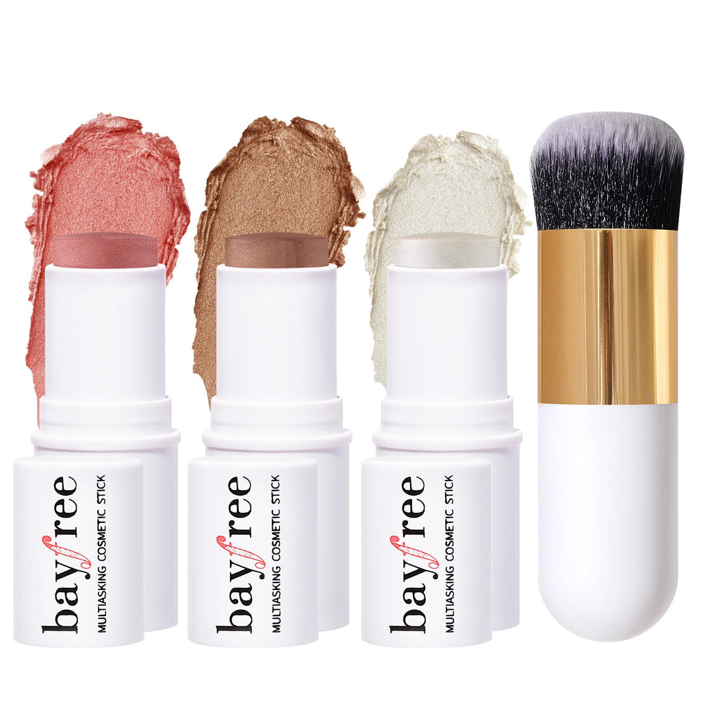 KIMUSE Face Sticks Trio, Blush, Highlighter & Contour Stick for Face Makeup