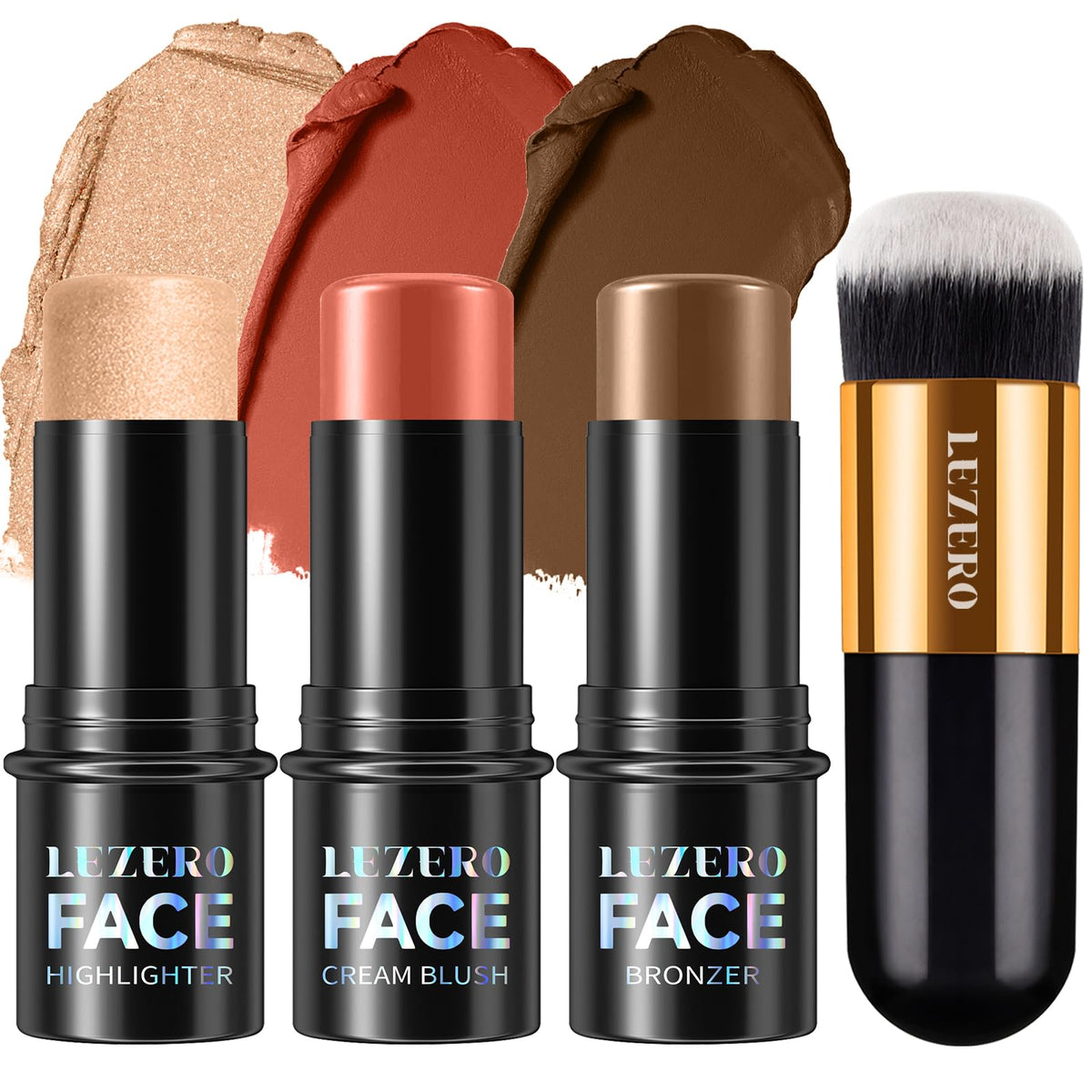 3Pcs Contour Stick Kit,Shades with Highlighter Blush Bronzer, LIGHT MEDIUM