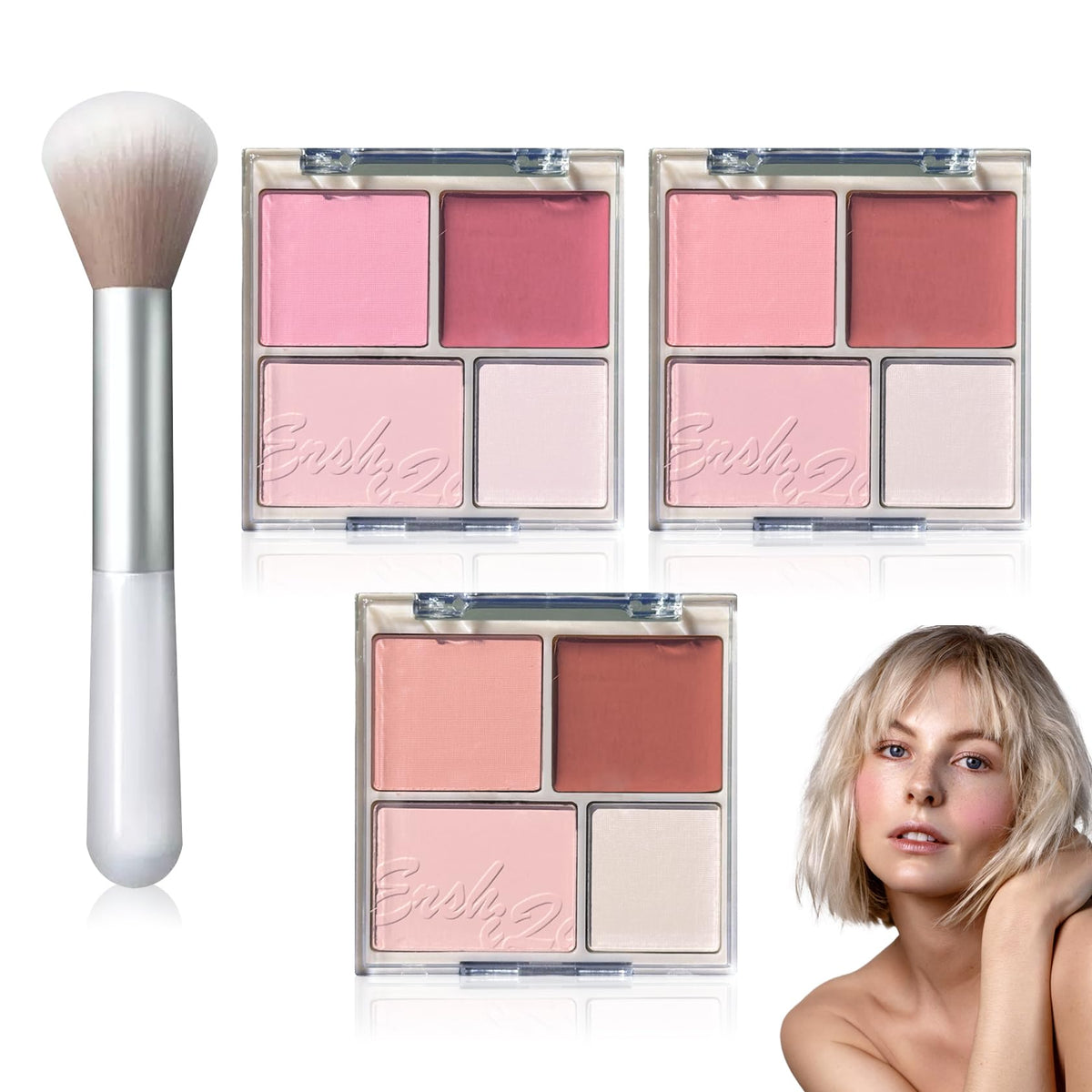 Cream Blush Stick with Brush,Waterproof Multi Cream Makeup Stick,Lightweight,Long-lasting,2 in 1 Multi Blush for Cheeks & Lip Tint & Eyeshadow Makeup(#01 Milk Tea Pink)