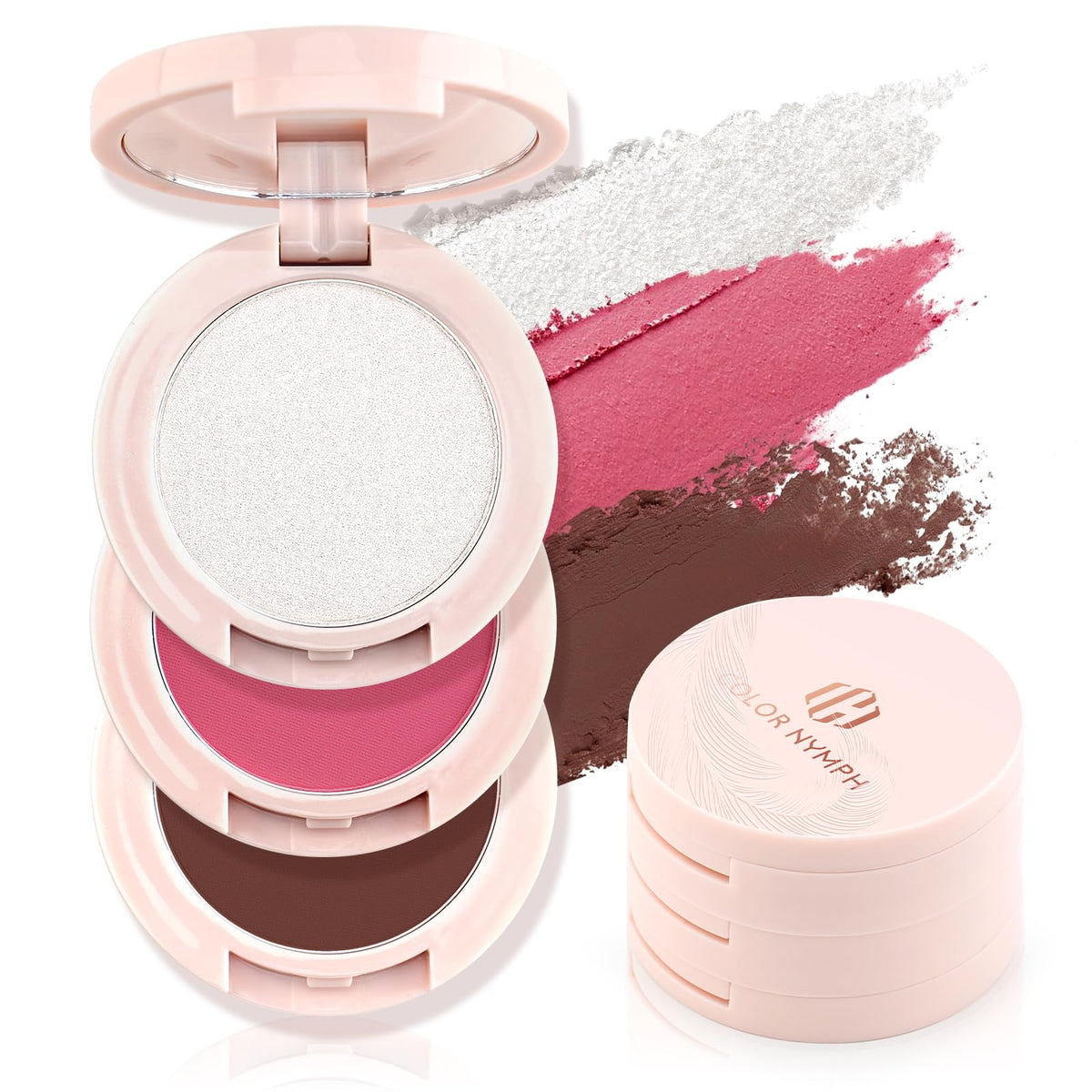 Color Nymph Blush and Highlighter Palette, 3 in 1 Contour Palette