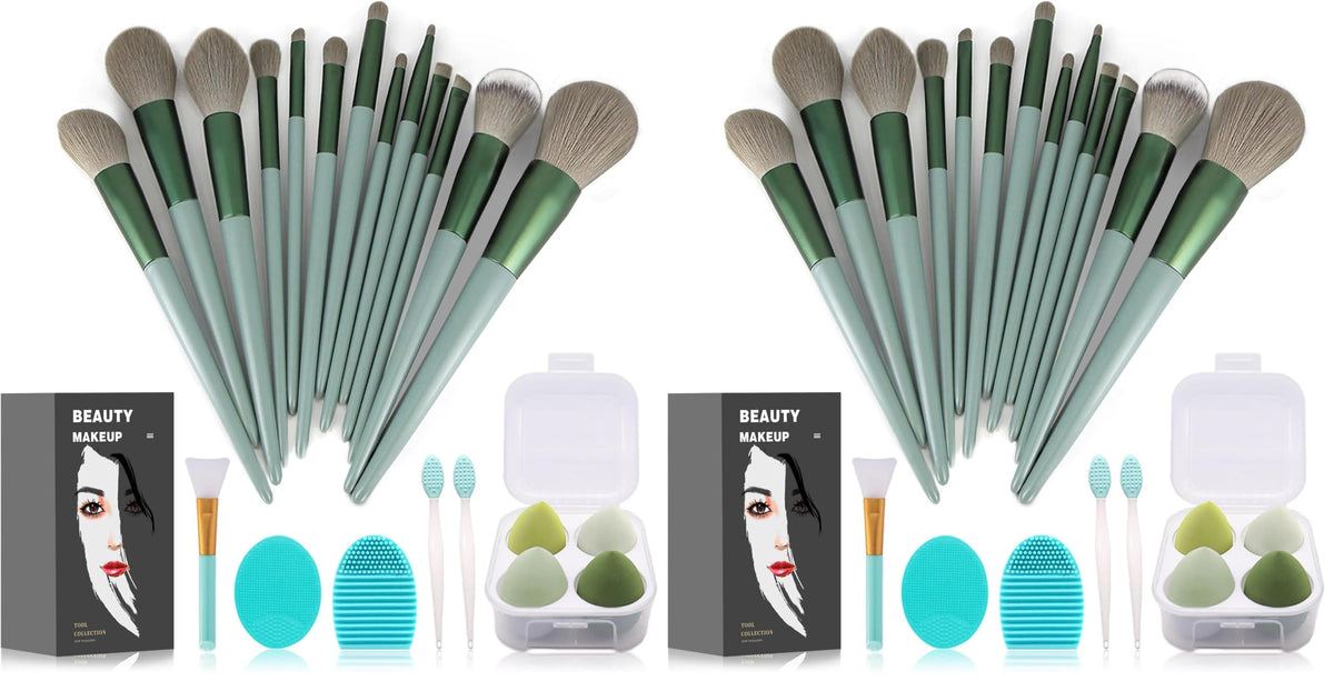 Koccido Makeup Brushes 22 Pcs Makeup Kit,Foundation Brush Eyeshadow Brush Make up Brushes Set (Green, 22 Piece Set)