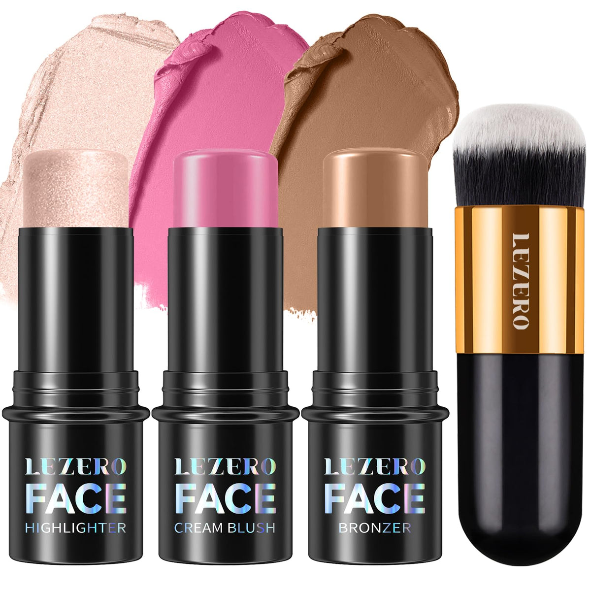 3Pcs Contour Stick Kit,Shades with Highlighter Blush Bronzer, LIGHT MEDIUM