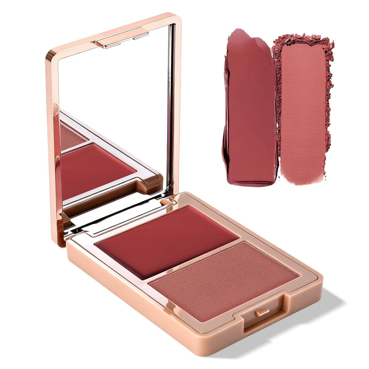 2 in 1 Plum Cream and Powder Blush Palette Duo(02 Cool Rose)