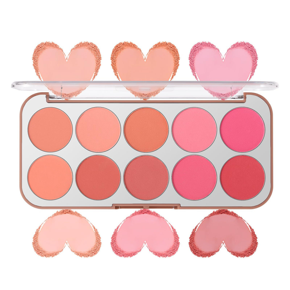10-Color Blush Palette, Buildable Long-Lasting Powder Blush (01 SET)