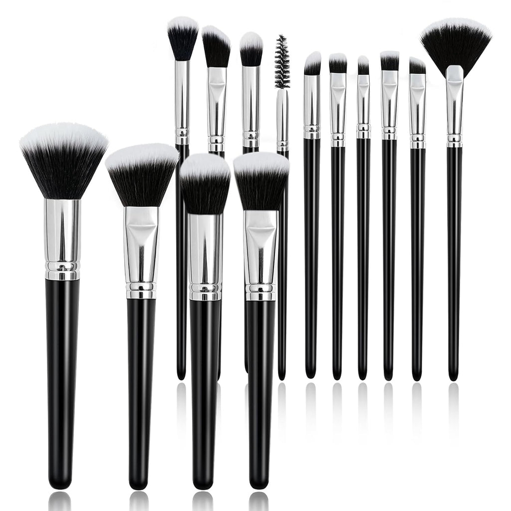 Makeup Brushes, 14 Pcs Travel makeup Brush Set, Black