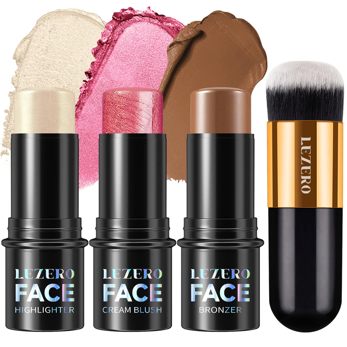 3Pcs Contour Stick Kit,Shades with Highlighter Blush Bronzer, LIGHT MEDIUM