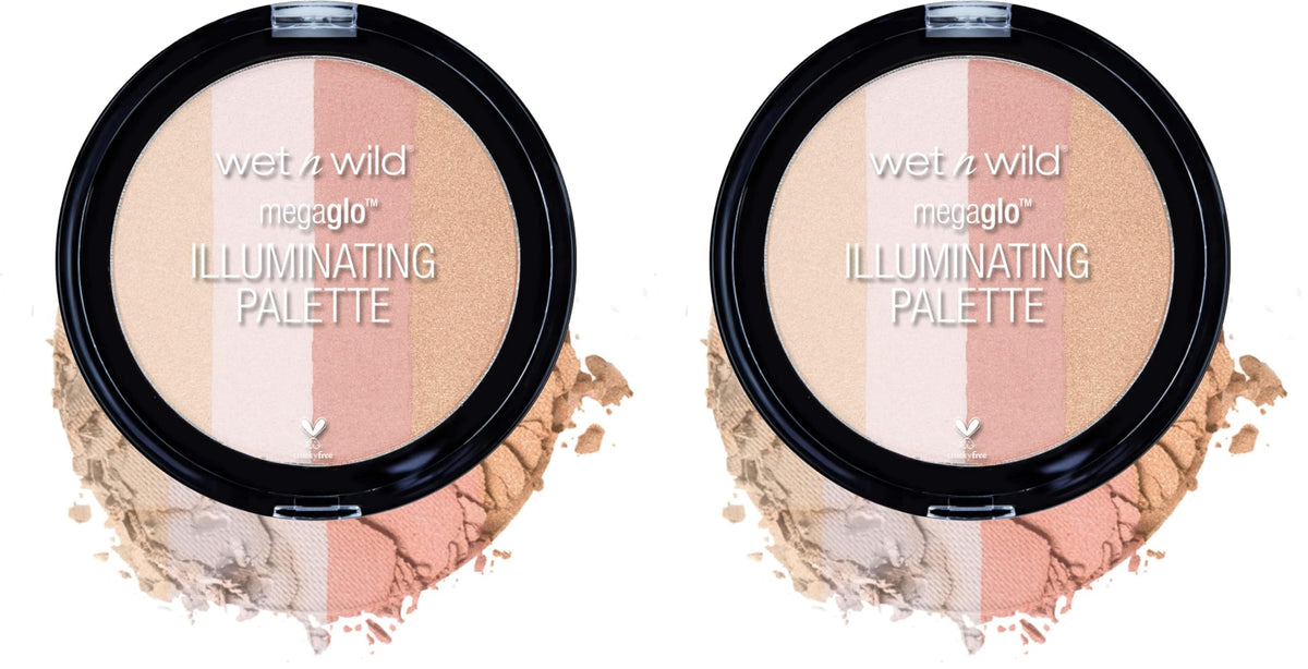 wet n wild MegaGlo Illuminating Blush Makeup Powder Palette, Catwalk Pink, Highlighter Face Make Up