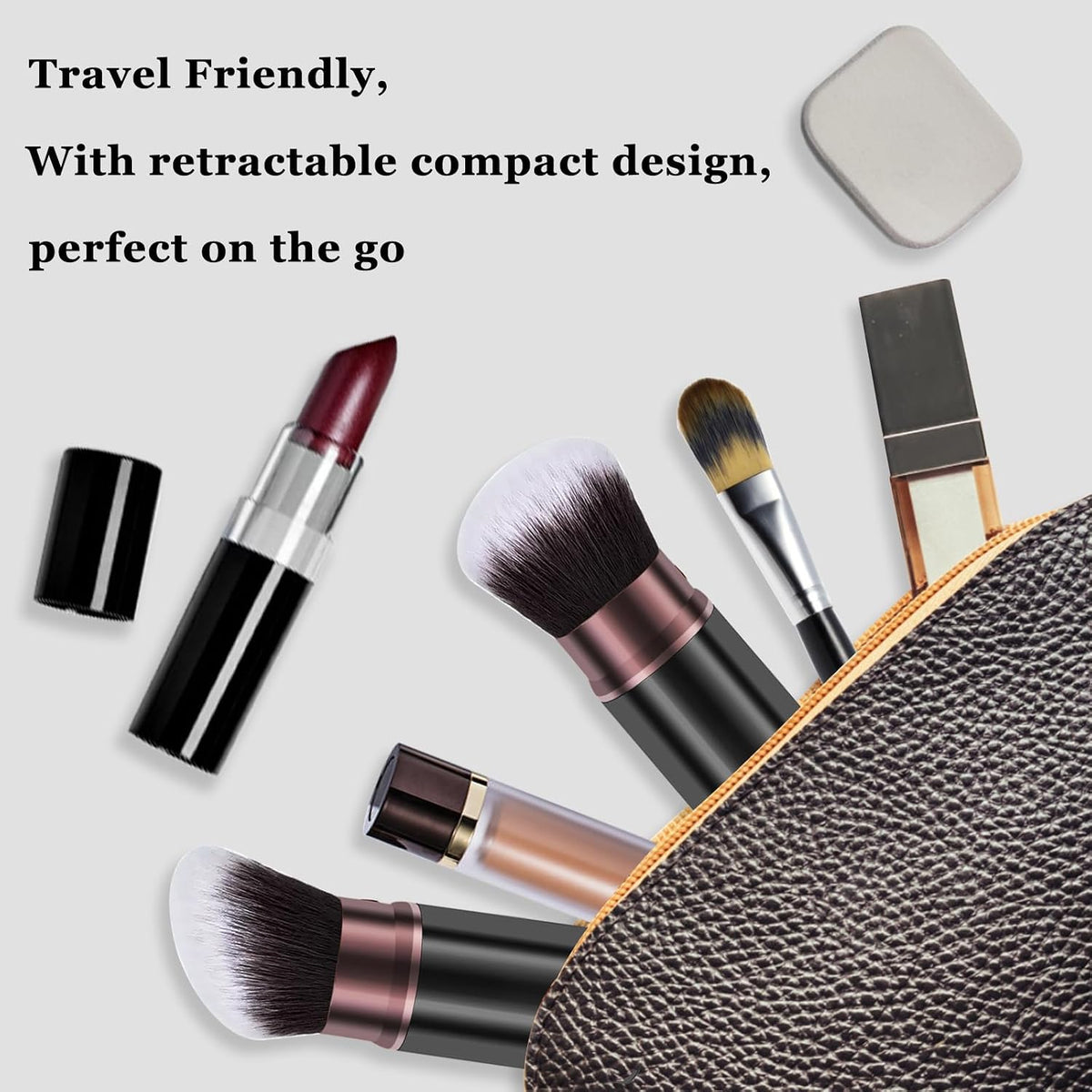 Retractable Kabuki Brushes, 2 Pack Travel Powder Face Makeup Brush Set