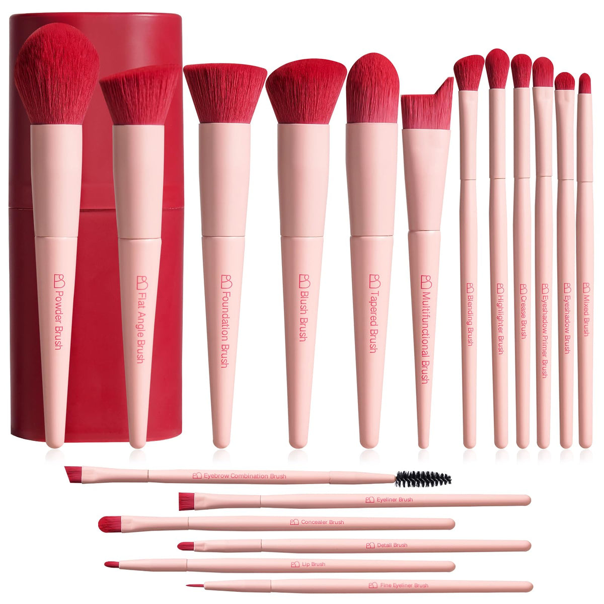 BS-MALL Makeup Brush Set 18 Pcs Professional Foundation Powder Concealers Eyeshadow Blush Synthetic Makeup Brushes with Labeled instruction Black Case Upgraded Version