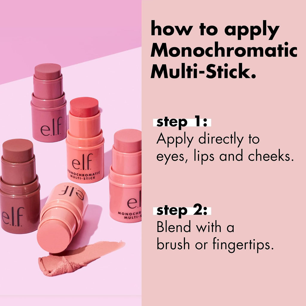 e.l.f. Monochromatic Multi Stick, Cream-to-Powder, Dazzling Peony