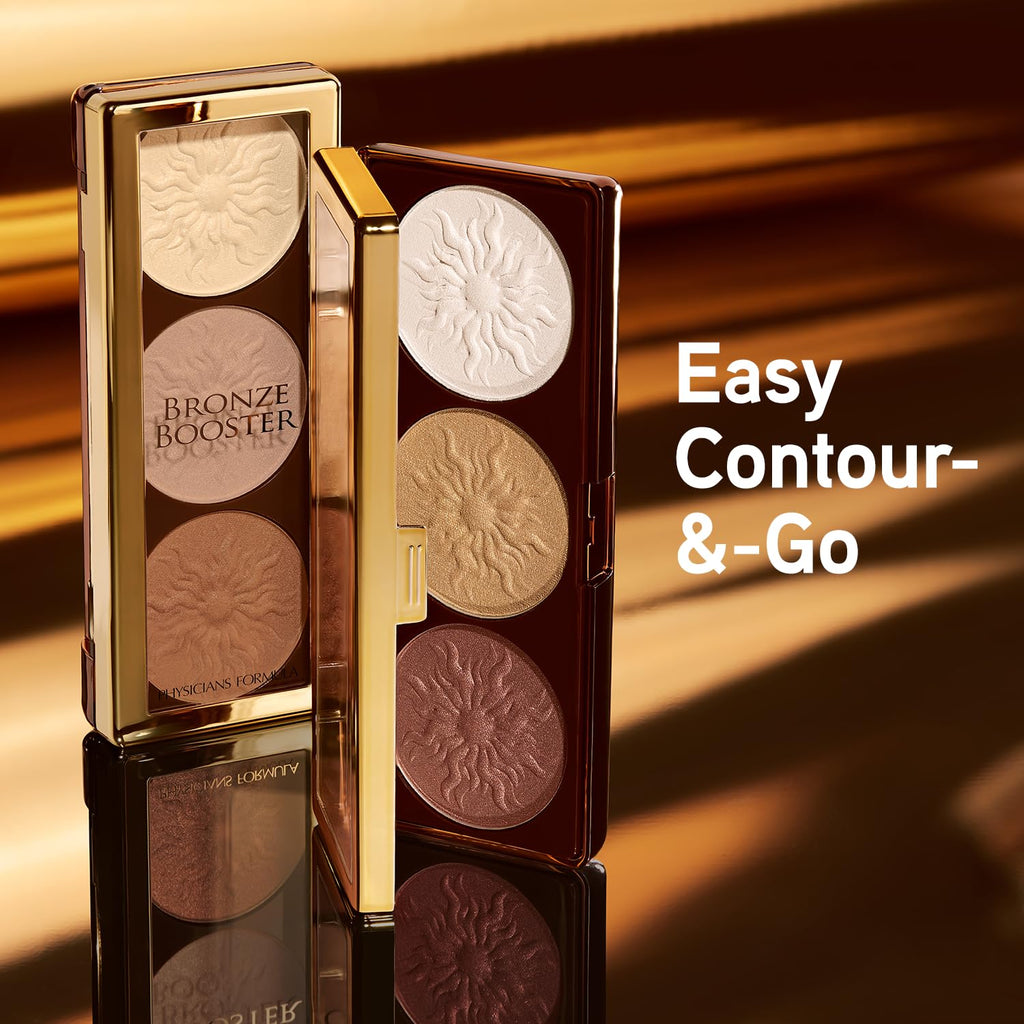 Physicians Formula Bronze Booster Highlight & Contour Palette with Brush, Blendable & Buildable Finish - Matte Sculpting