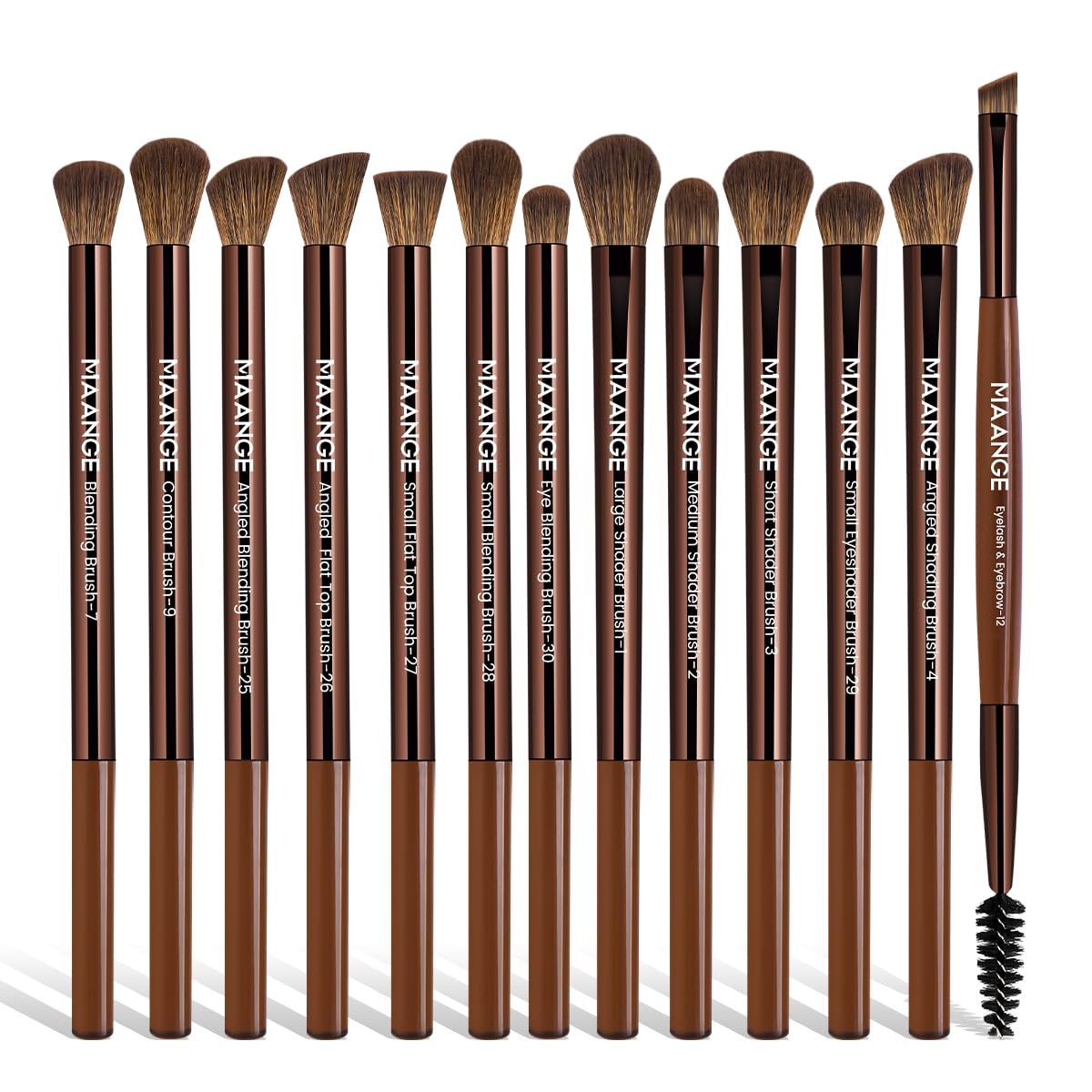 MAANGE 20 PCS Foundation Makeup Brush Set, Double-ended Kabuki Contour Brush for Liquid Powder Concealer Blending Blush Face Makeup Tools with Gift Box (Coffee)