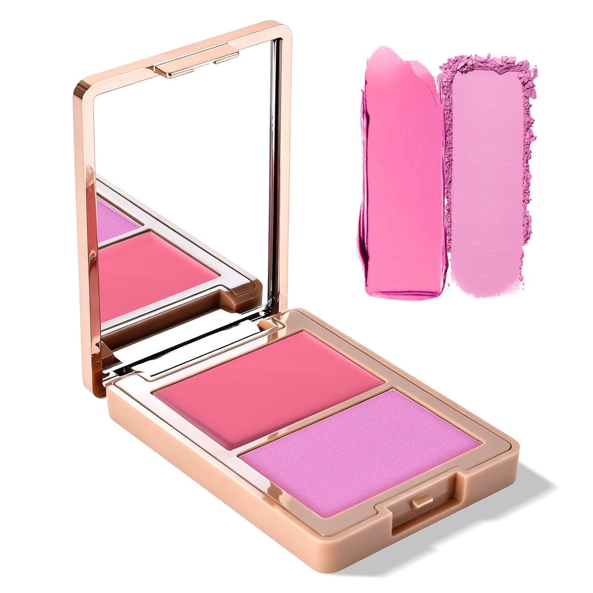 2 in 1 Plum Cream and Powder Blush Palette Duo(02 Cool Rose)