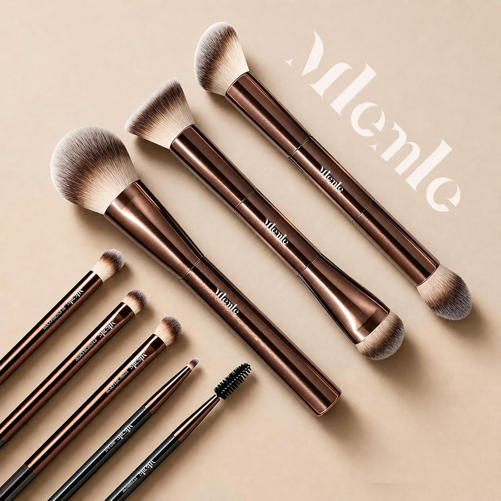 Mlemle Makeup Brushes Set, Double-End 8-Piece Professional Makeup Brush Kit