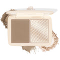 2-in-1 Contour & Highlighter Palette - Matte & Shimmer Face Makeup Duo, Highly Pigmented & Blendable Cheek Pallet, Long Lasting Sculpting Powder with Mirror 01 Soft Taupe (Natural Sculpt)