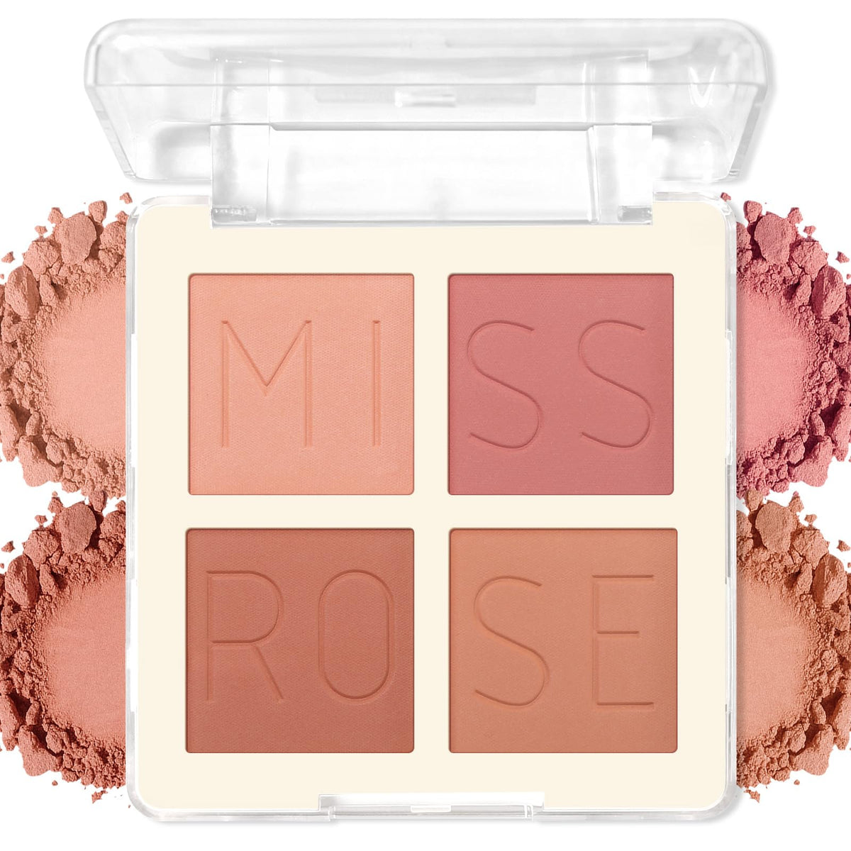 4 Colors Blush Palette, Matte Pressed Powder Blush for Cheeks, Highly Pigmented, Silky Smooth, Blendable and Long Lasting Face Blush for Daily Wear and Travel, 01 Pink Peach