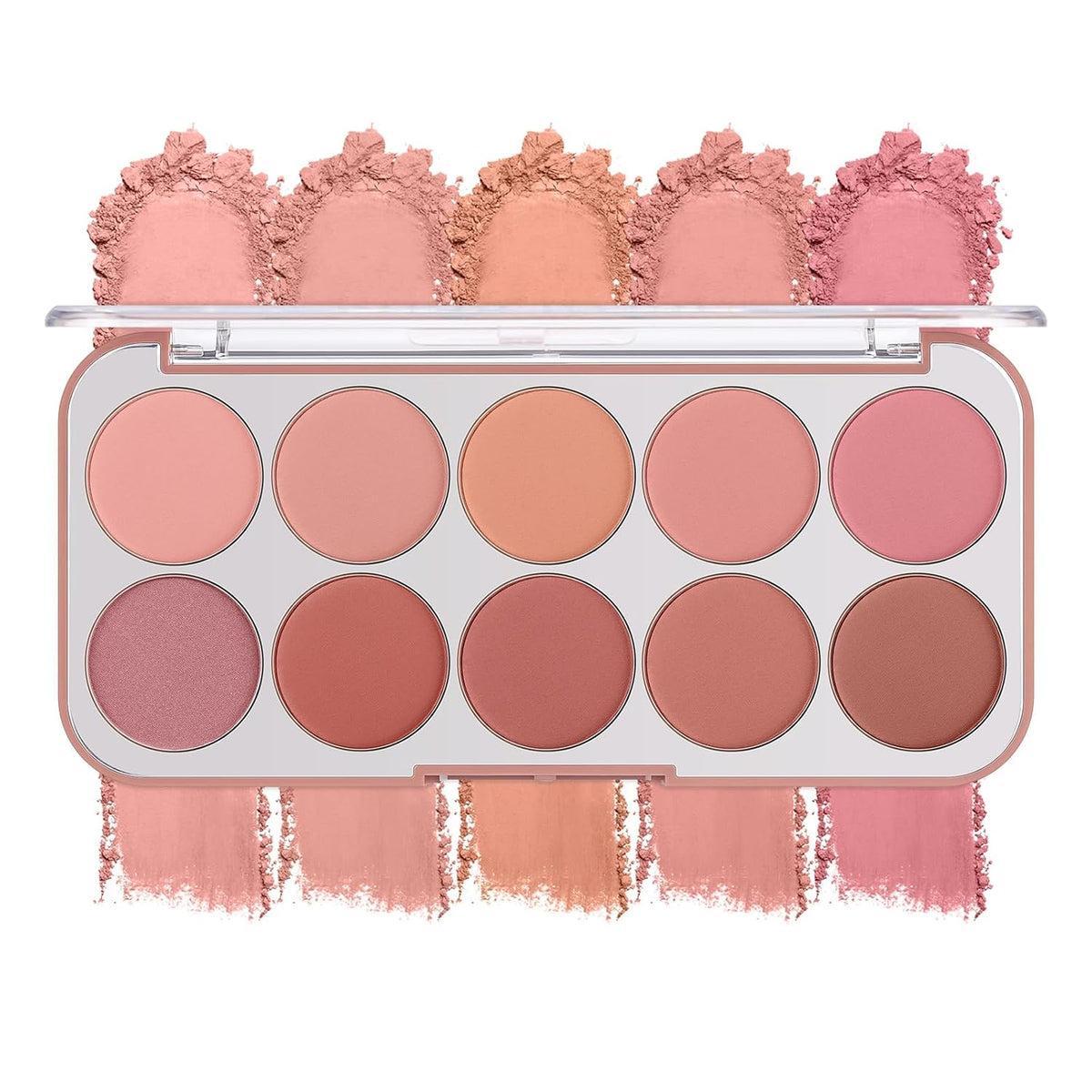 10-Color Blush Palette, Buildable Long-Lasting Powder Blush (01 SET)