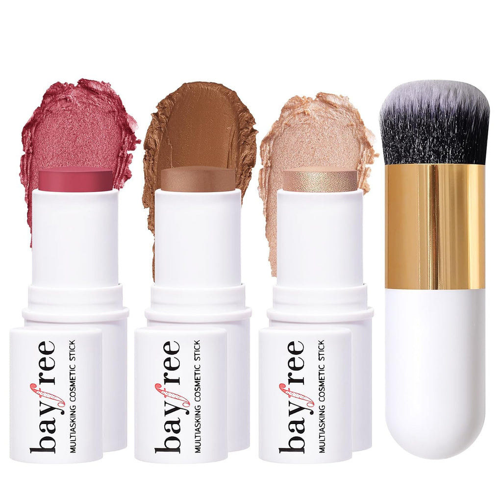 KIMUSE Face Sticks Trio, Blush, Highlighter & Contour Stick for Face Makeup