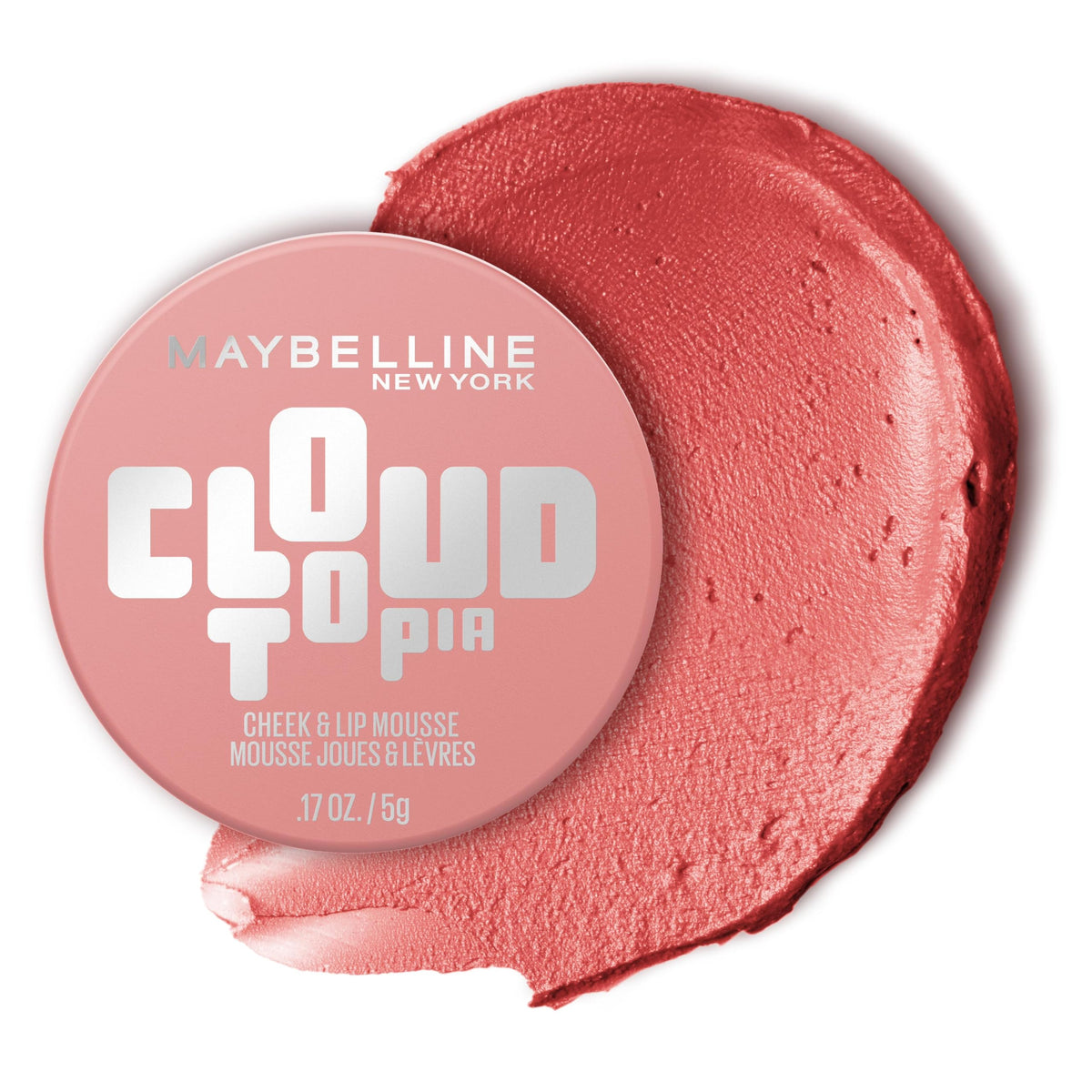 Maybelline Cloudtopia Blush for Cheeks and Lip Mousse, Ultra-Vivid, Pigmented Formula for Up to 14HR of Blush and Lip Makeup Color, Moonlit Rose, 1 Count