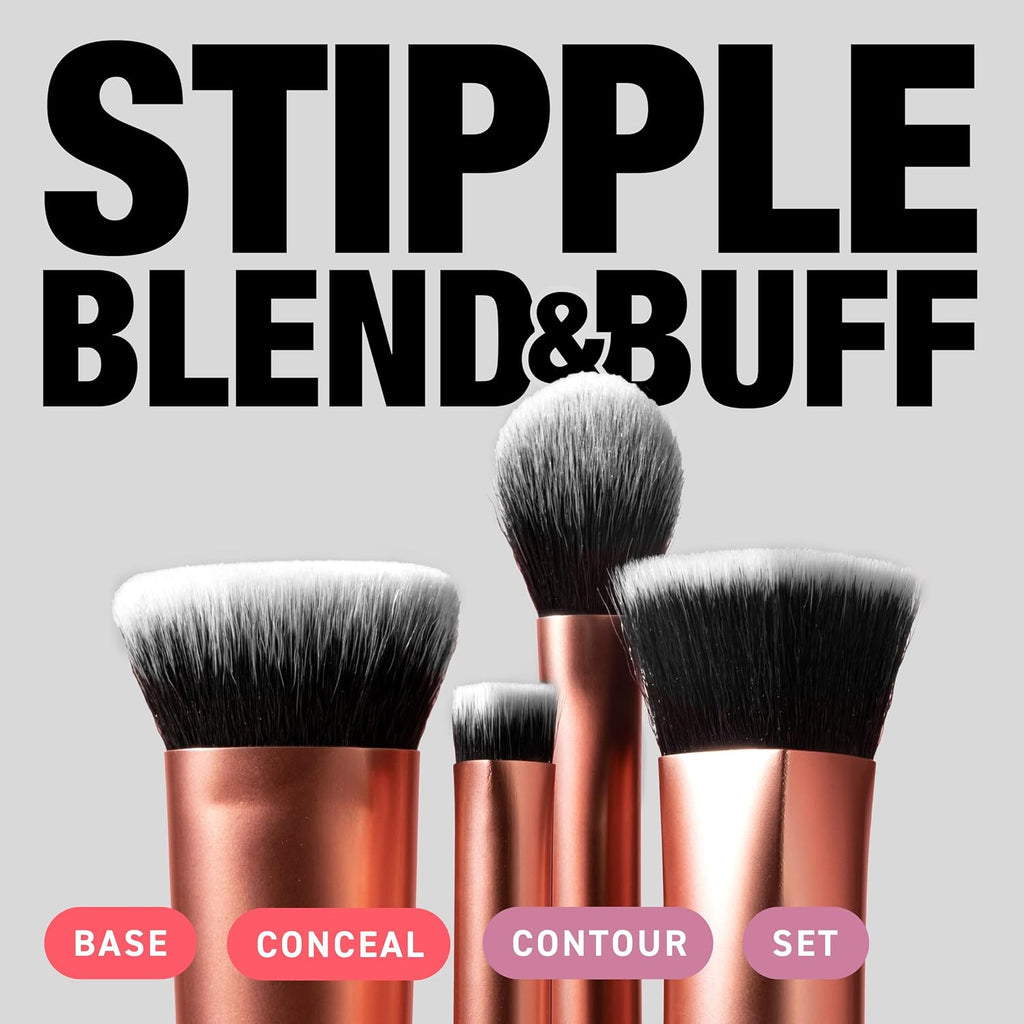 Real Techniques Face Base 4 Piece Makeup Brush Set for Foundation