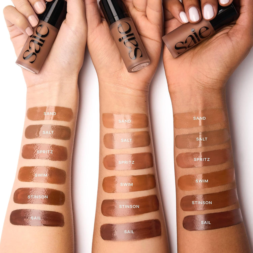 Saie Dew Bronze Hydrating Liquid Bronzer Stick, Sand (0.4 oz)