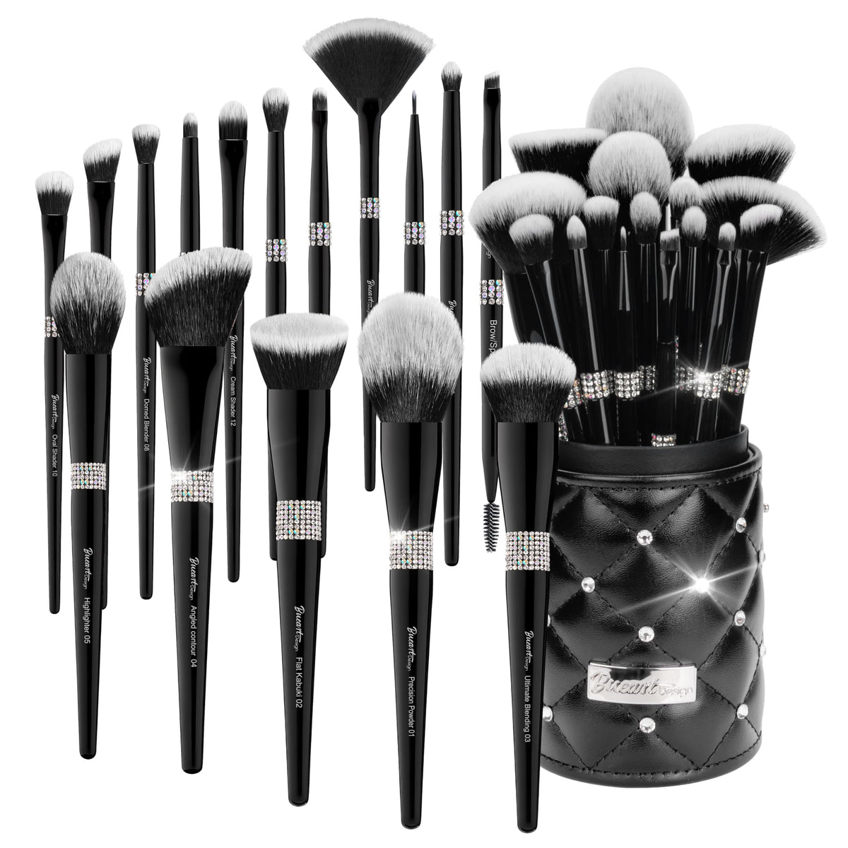 Bueart Design 16Pcs Professional Makeup Brushes Set with Elegant Holder