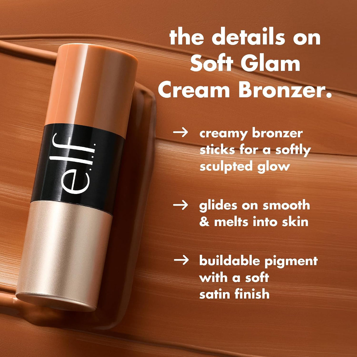 e.l.f. Soft Glam Cream Bronzer Stick, Sun-Kissed Soft Glow, Fair