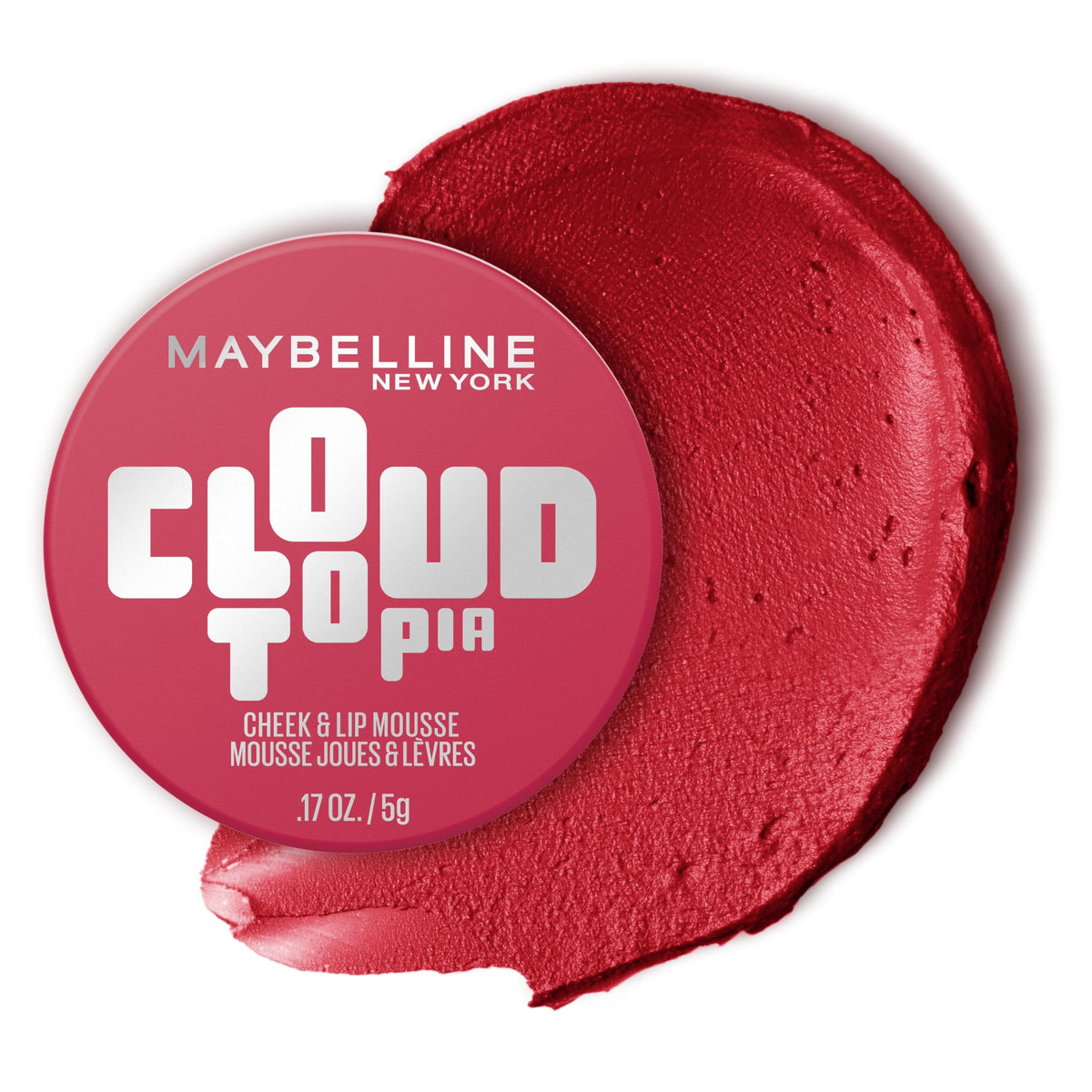 Maybelline Cloudtopia Blush for Cheeks and Lip Mousse, Ultra-Vivid, Pigmented Formula for Up to 14HR of Blush and Lip Makeup Color, Moonlit Rose, 1 Count