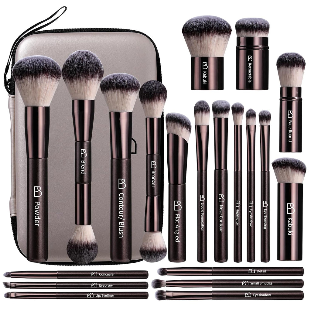 Professional Makeup Brush Set with Travel Case, 20 PCS Synthetic
