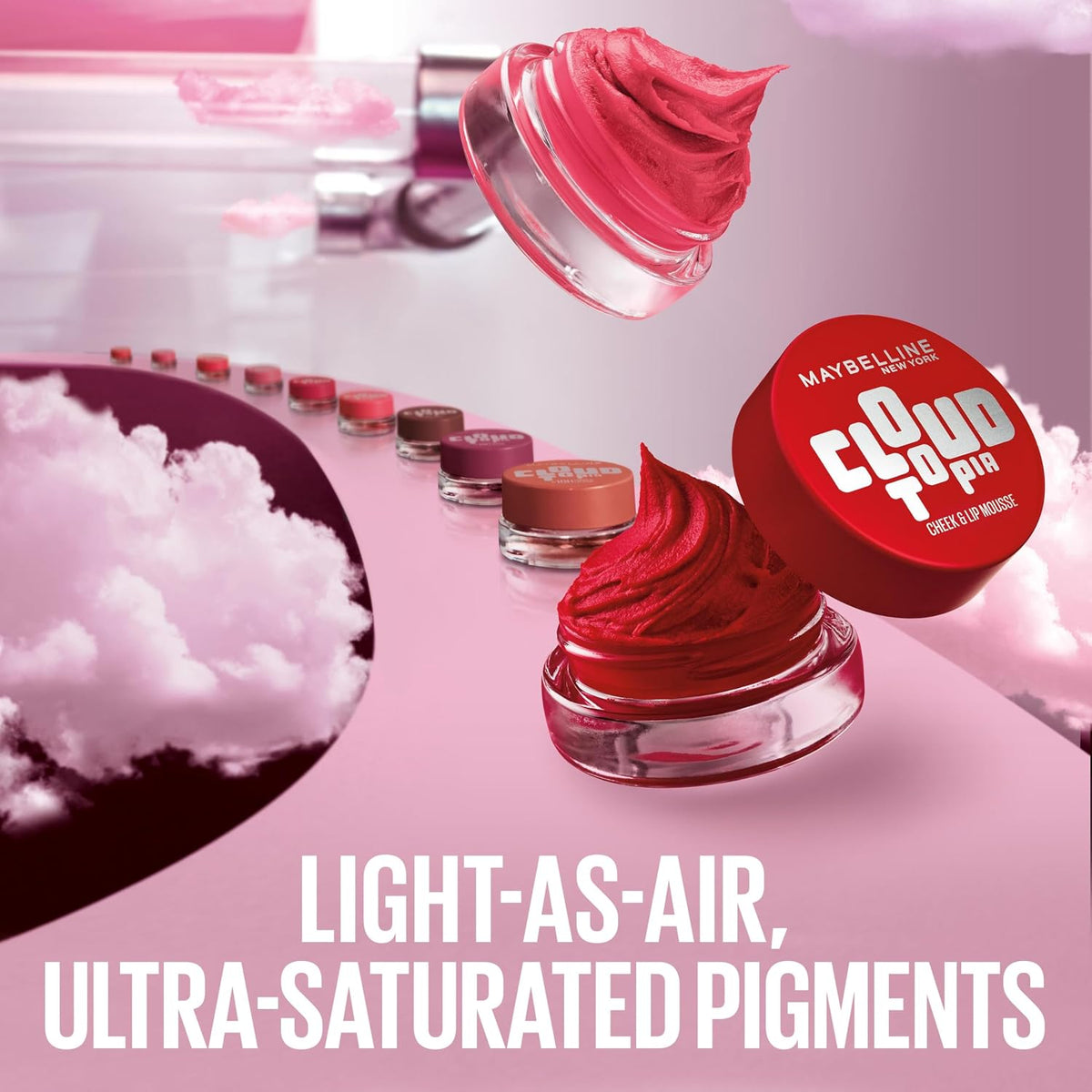 Maybelline Cloudtopia Blush for Cheeks and Lip Mousse, Ultra-Vivid, Pigmented Formula for Up to 14HR of Blush and Lip Makeup Color, Moonlit Rose, 1 Count