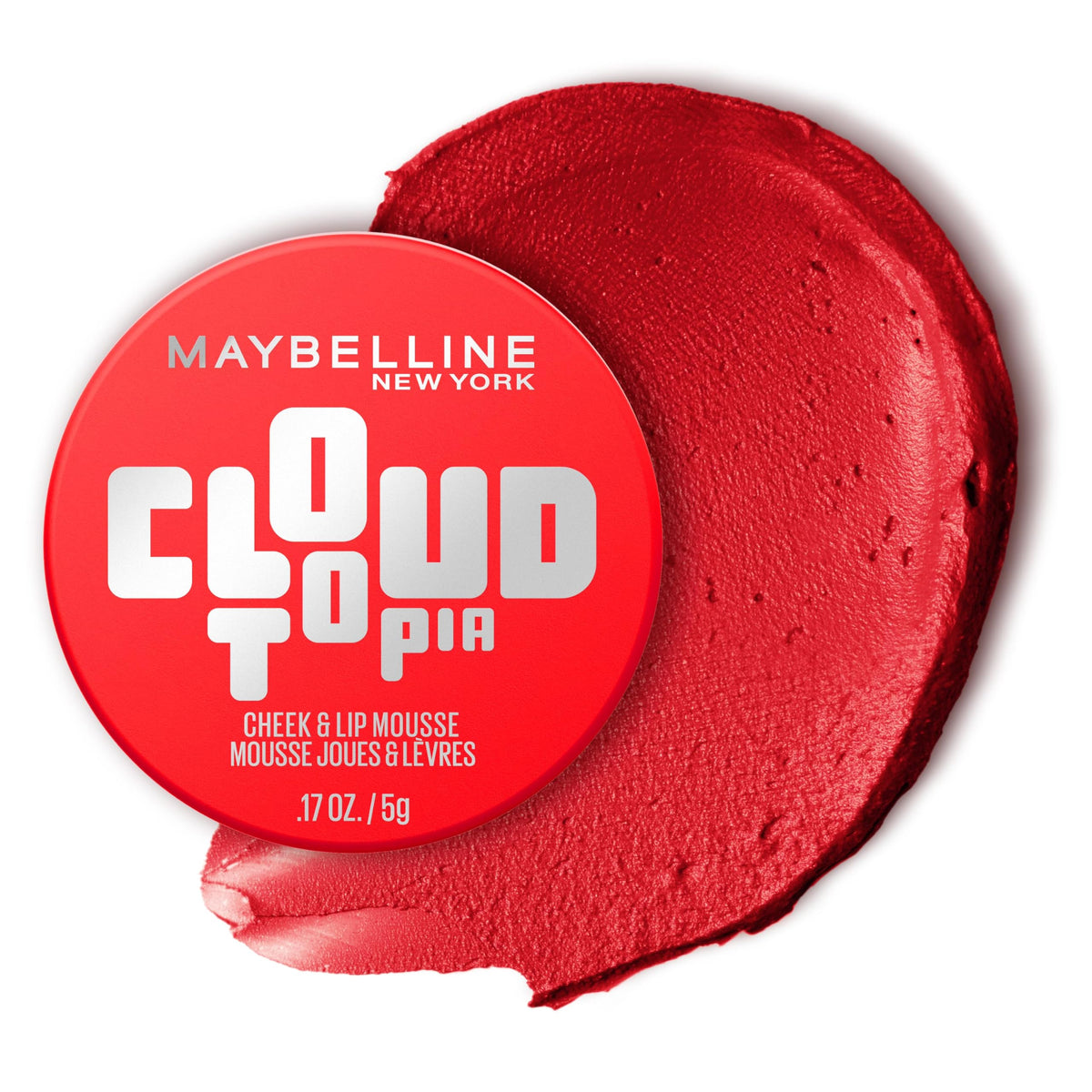 Maybelline Cloudtopia Blush for Cheeks and Lip Mousse, Ultra-Vivid, Pigmented Formula for Up to 14HR of Blush and Lip Makeup Color, Moonlit Rose, 1 Count