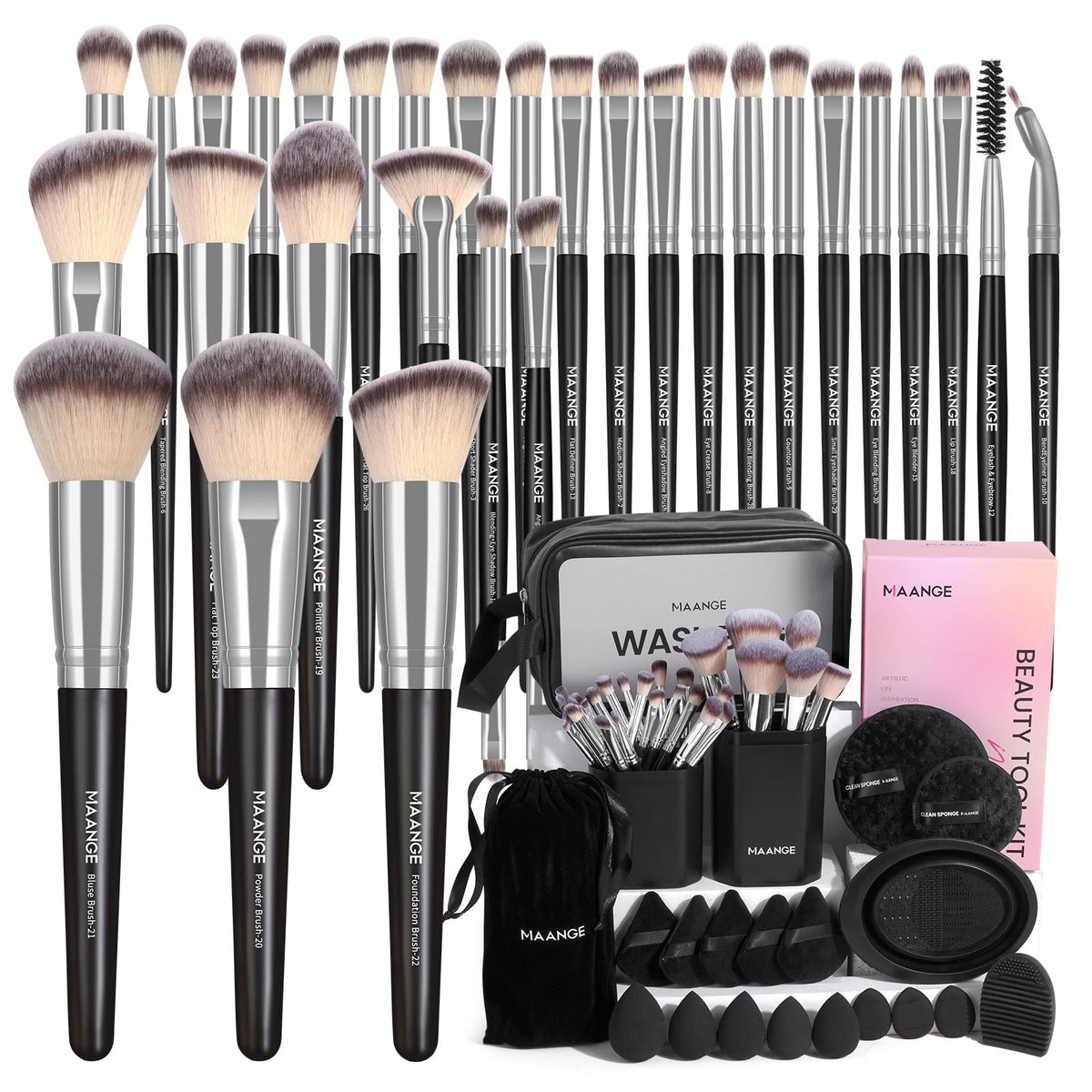 MAANGE Makeup Brush Set 51 PCS Professional Makeup Brushes Soft Foundation Powder Eyeliner Eye Shadow Makeup Brushes Set Travel Make up Brush Kit (Champagne)