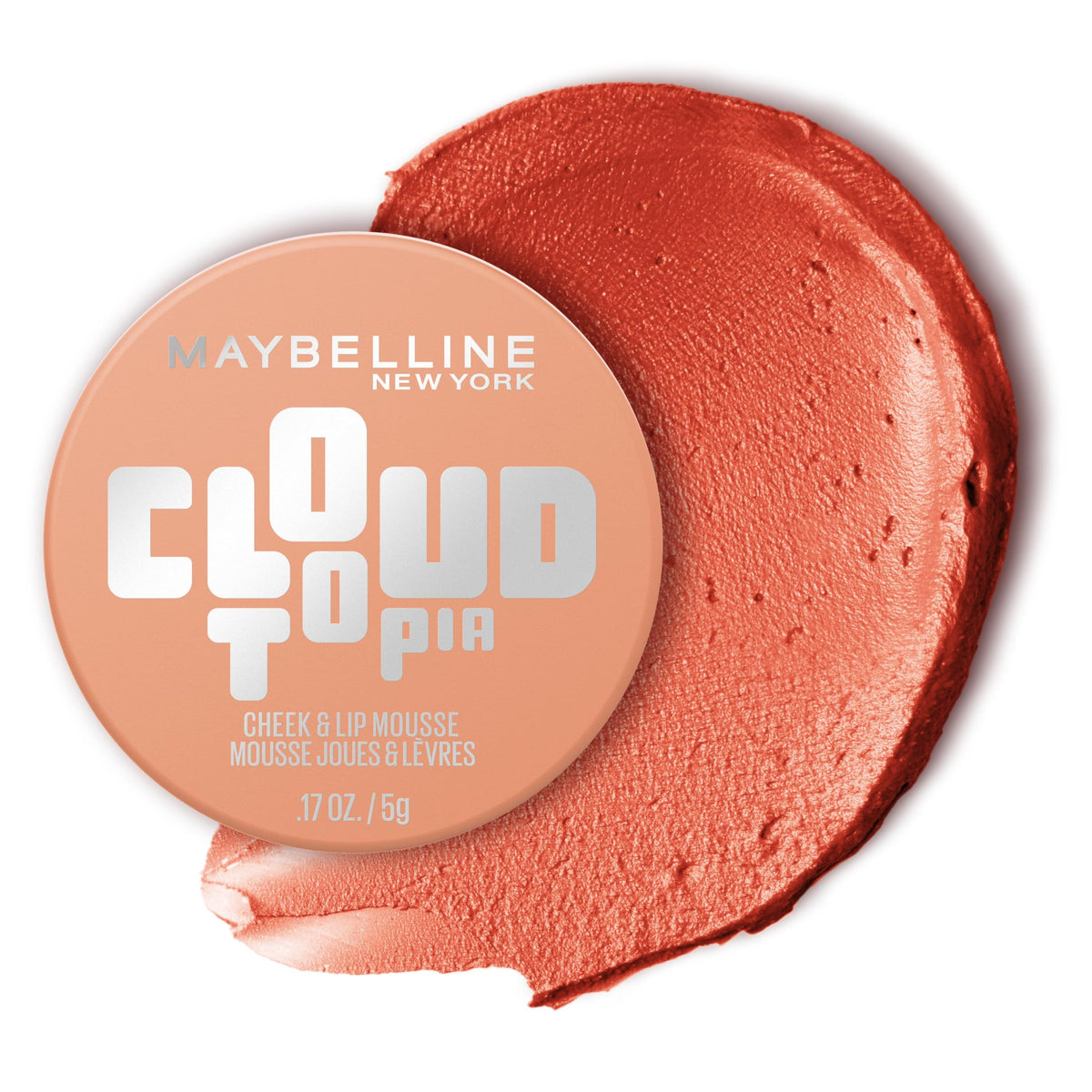 Maybelline Cloudtopia Blush for Cheeks and Lip Mousse, Ultra-Vivid, Pigmented Formula for Up to 14HR of Blush and Lip Makeup Color, Moonlit Rose, 1 Count