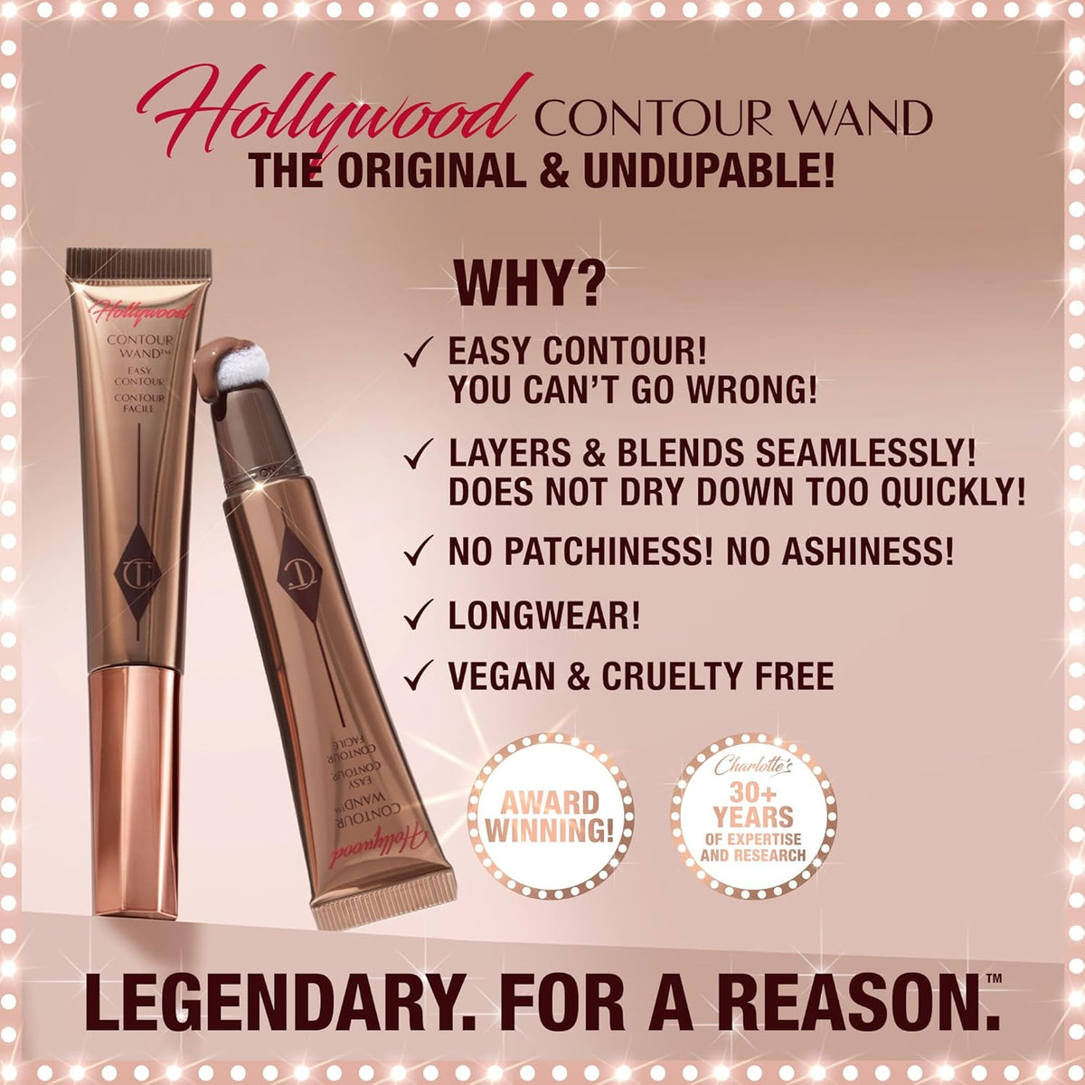 Charlotte Tilbury Hollywood Liquid Contour Wand - Easy-to-Use Contour Stick & Liquid Bronzer for Sculpting & Shaping - Leaves a Natural-Looking Sculpted Finish