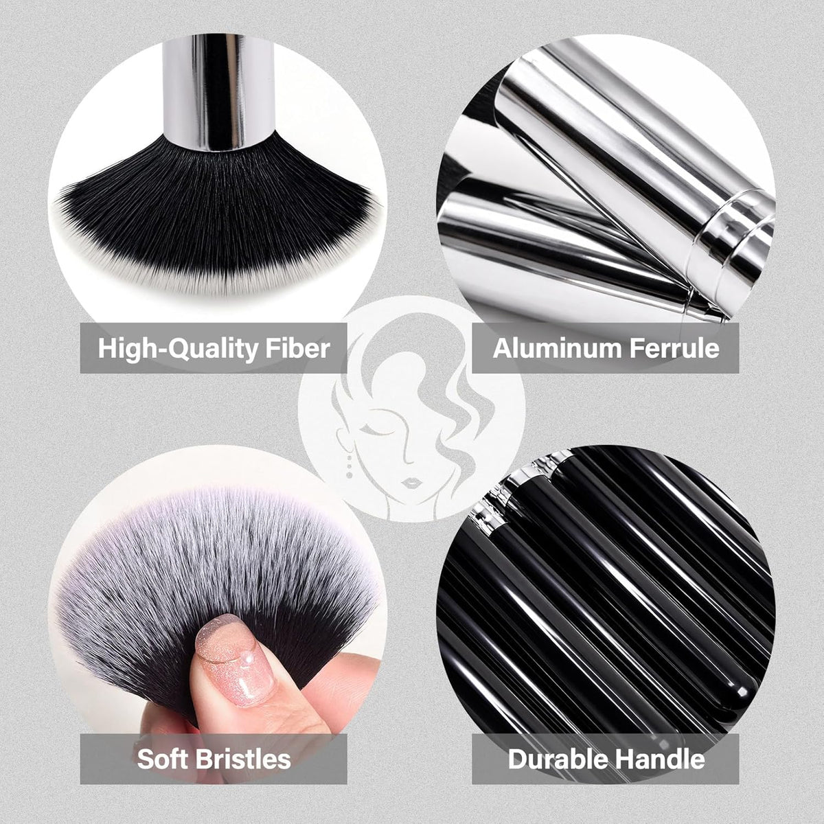 Makeup Brushes Set, Mlemle Professional 25 Pcs Makeup Kit, Include Foundation Powder Blush Concealers Eye shadows 21 Pcs Makeup Brushes and 2 Powder Puff, 2 Makeup Sponge(B01-Black)