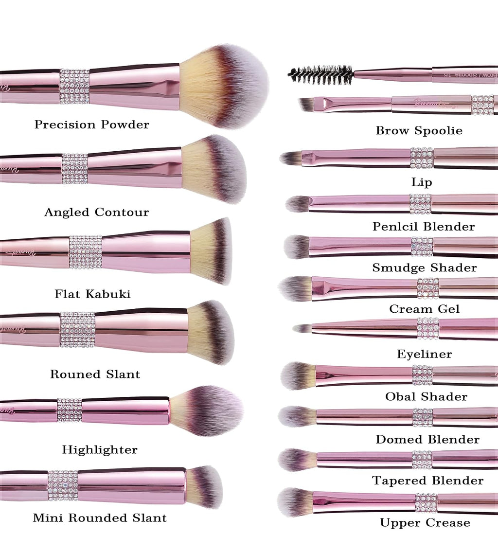 Bueart Design 16Pcs Professional Makeup Brushes Set with Elegant Holder