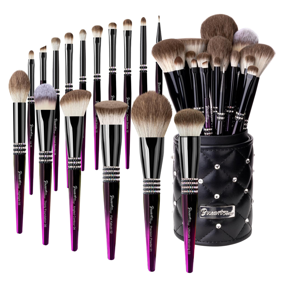 Bueart Design 16Pcs Professional Makeup Brushes Set with Elegant Holder