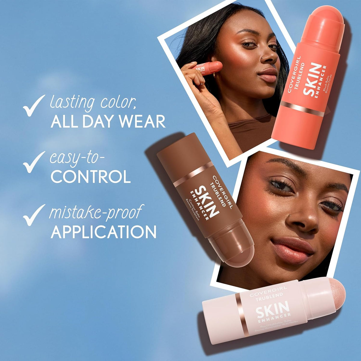 COVERGIRL Trublend Skin Enhancer Blush Balm Stick, Vegan Formula, Easy to Use, Glides on Effortlessly, Non-Greasy, Doesn't Crease - 250 Sleepy Mauve (Bright, Cool Mauve)