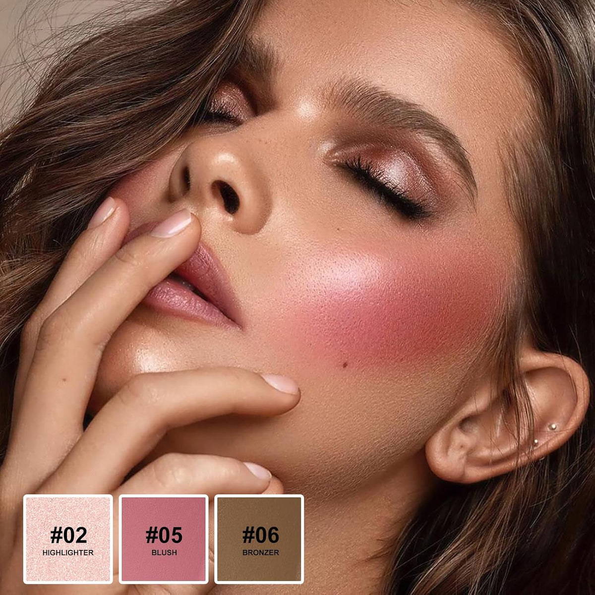 3Pcs Contour Stick Kit,Shades with Highlighter Blush Bronzer, LIGHT MEDIUM